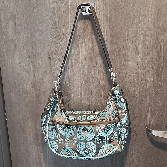 Petunia Pickle Bottom baby chic diaper bag nwot teal/brown vintage - Picture 2 of 11